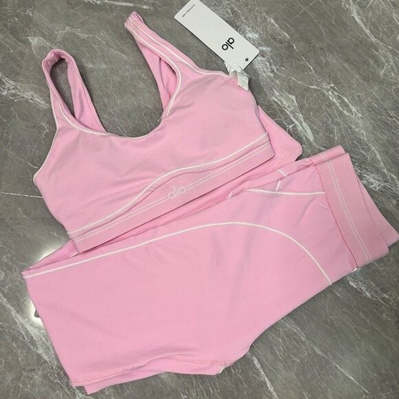 ALO Yoga Pink and White Intimates Set Sz S - Picture 7 of 7